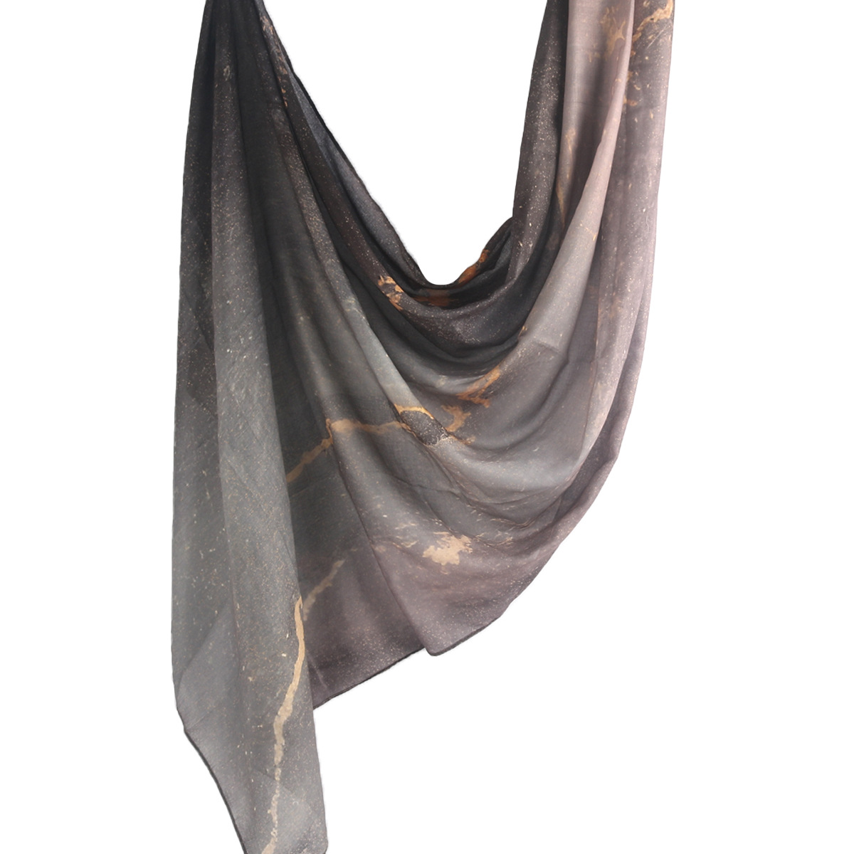 Marble Chiffon Shawl in Black Gold