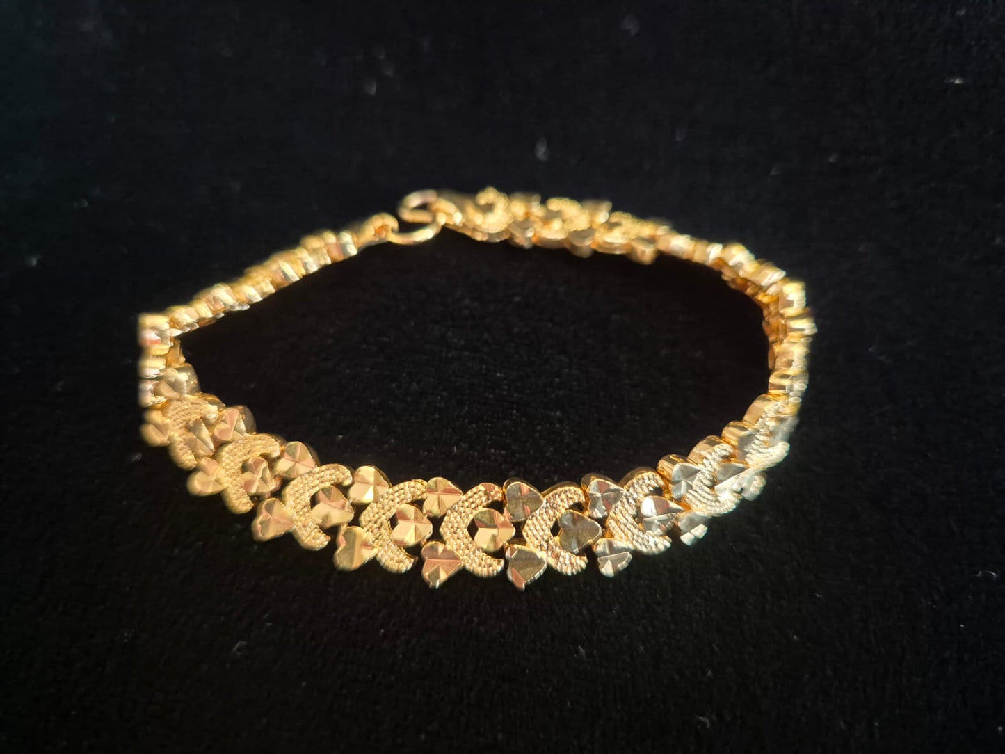 Gold Small Hearts Bracelet (Medium Wide)