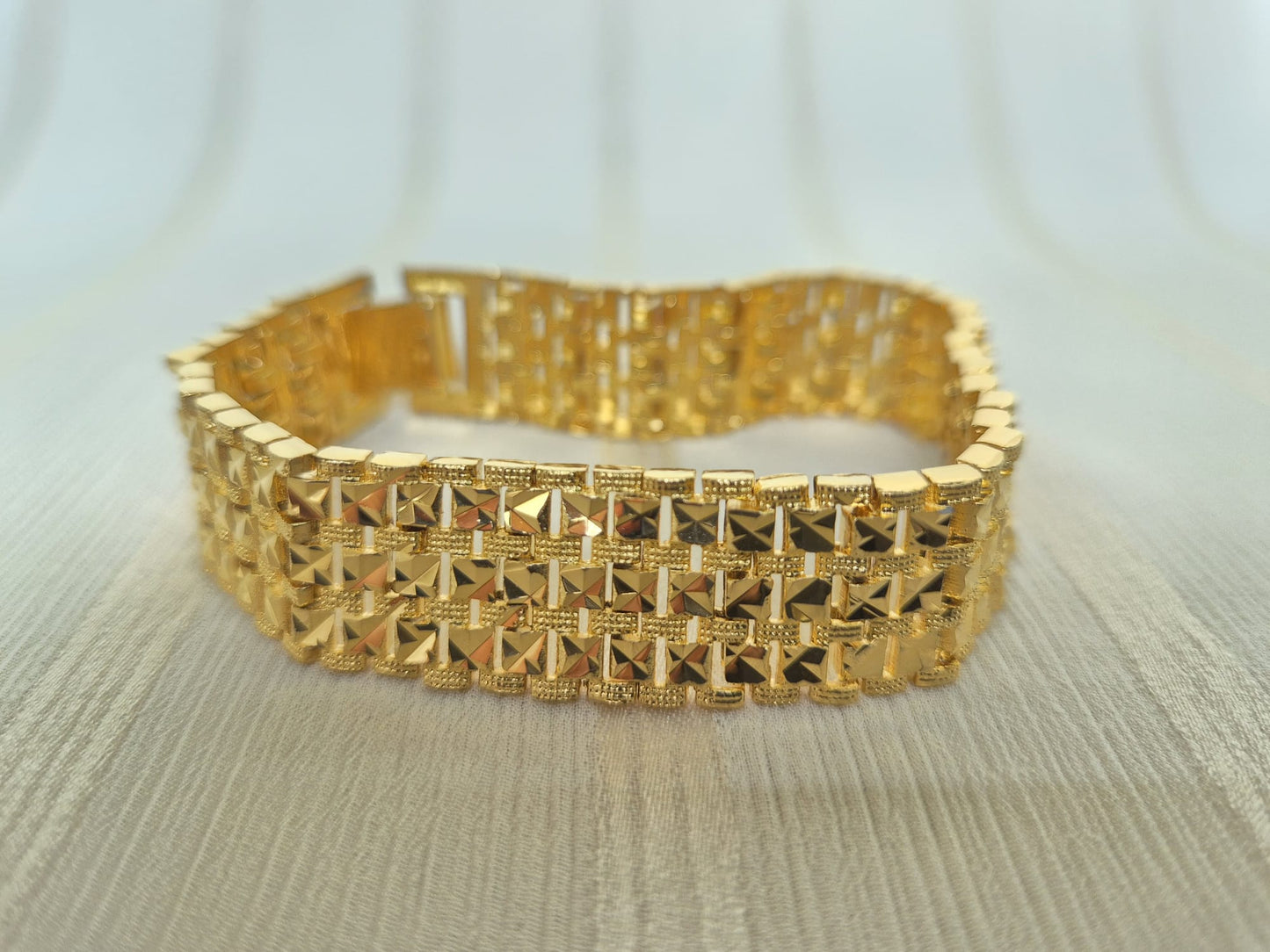 Gold Layered Square Bracelet (Wide)