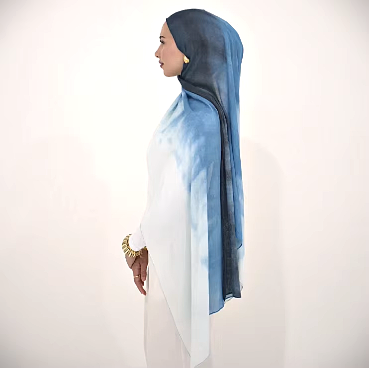 Marble Chiffon Shawl in Oceanic