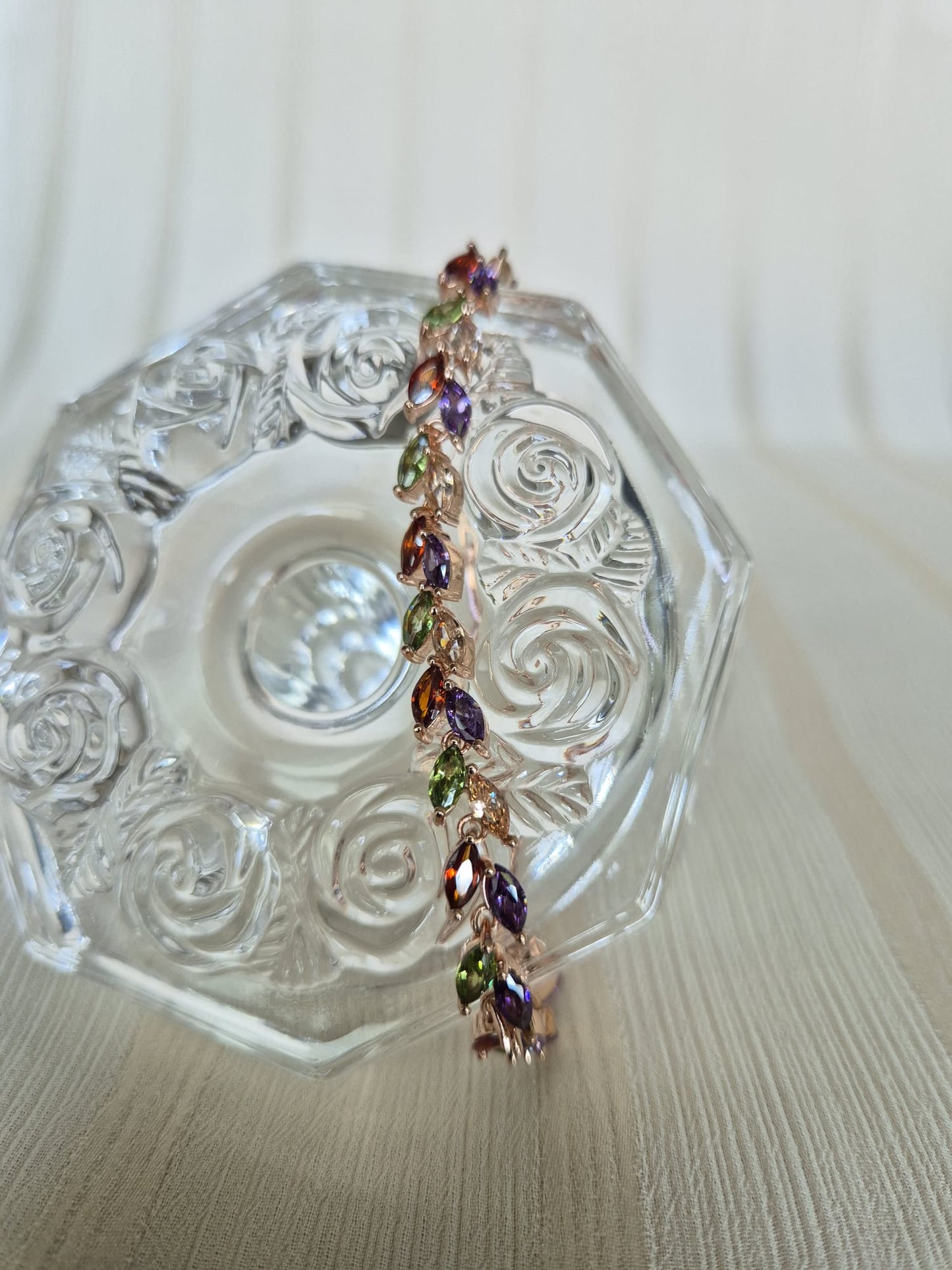 Zircon Diamond with Mixed Crystals Bracelet (Pink, Red, Green, Purple)