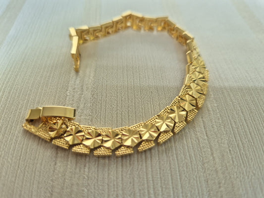 Gold Hexagon Flower Bracelet (Medium Wide)