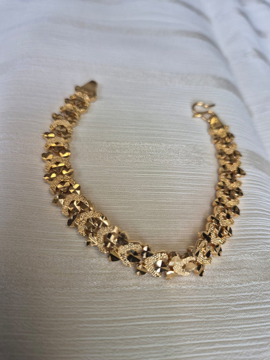 Gold Small Hearts Bracelet (Medium Wide)
