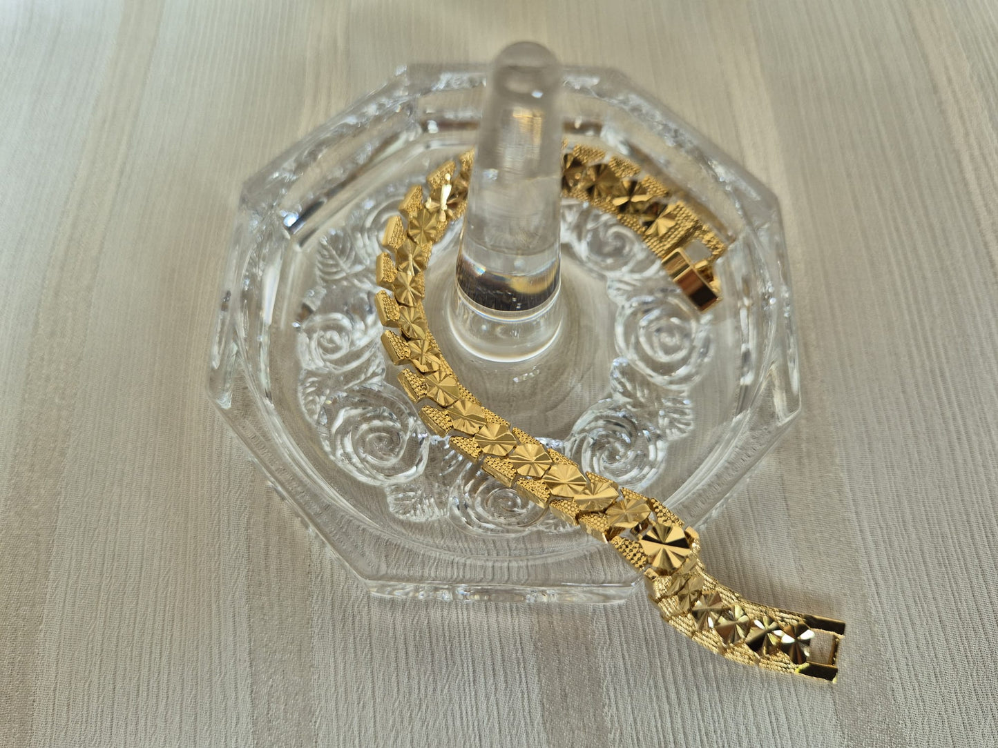 Gold Hexagon Flower Bracelet (Medium Wide)