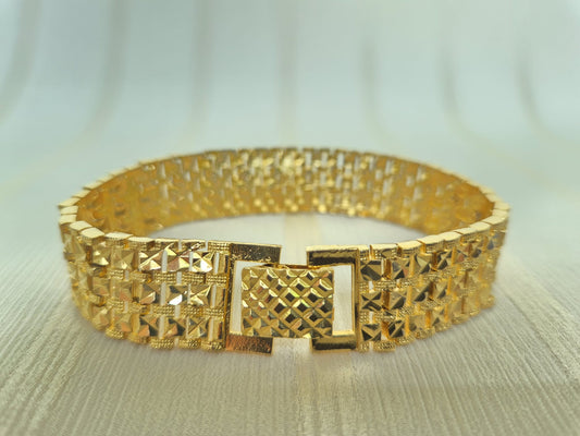 Gold Layered Square Bracelet (Wide)